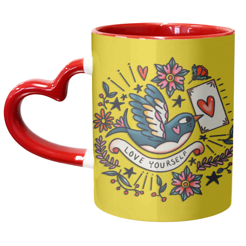 LOVE YOURSELF VINTAGE - unique mug by Nichola Cowdery
