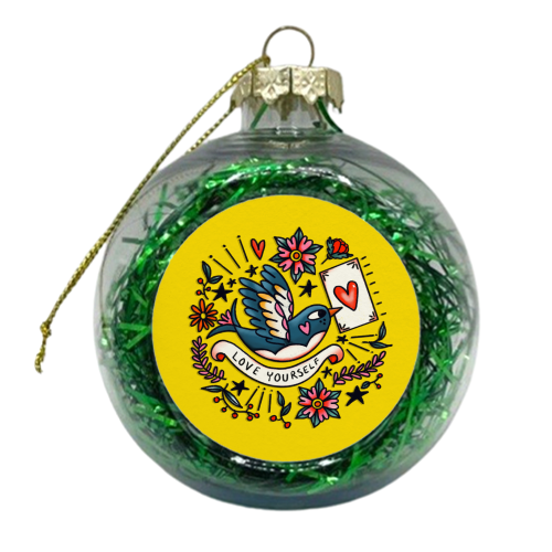 LOVE YOURSELF VINTAGE - xmas bauble by Nichola Cowdery