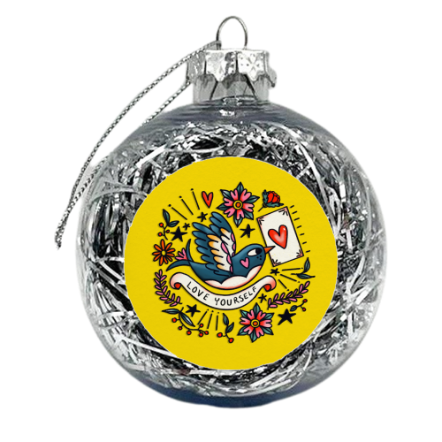 LOVE YOURSELF VINTAGE - xmas bauble by Nichola Cowdery