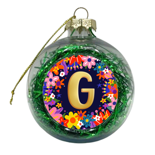 LOVELY LETTER G - xmas bauble by Nichola Cowdery