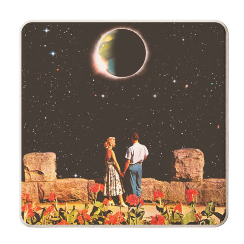 Lovers In Space - personalised beer coaster by taudalpoi