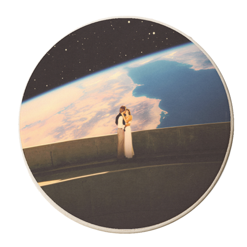 Lovers On The Bridge - personalised beer coaster by taudalpoi