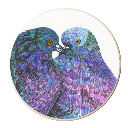 Loving doves - personalised beer coaster by Aleshka K