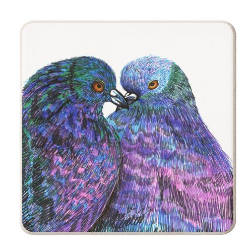 Loving doves - personalised beer coaster by Aleshka K