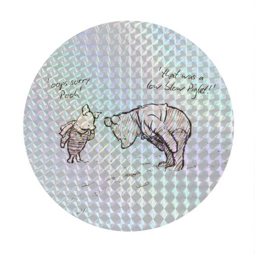 Low Blow Piglet - Circle Sticker by Ms Doodle