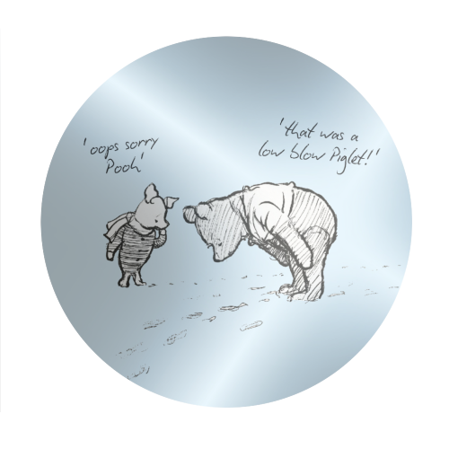 Low Blow Piglet - Circle Sticker by Ms Doodle