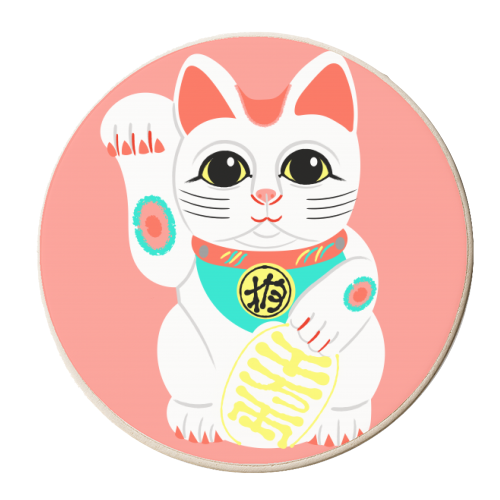 Lucky Cat - personalised beer coaster by Adam Regester