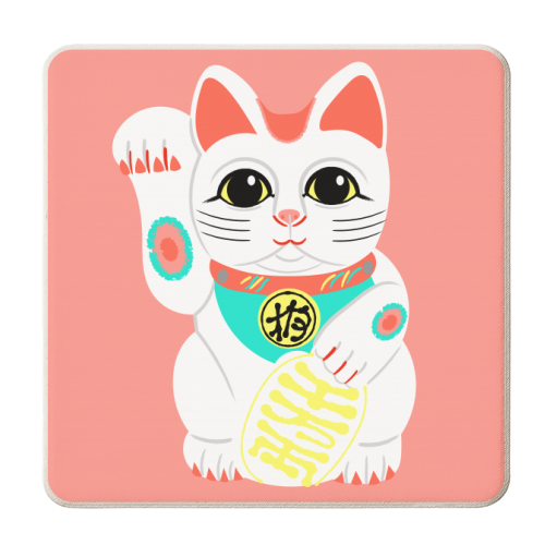 Lucky Cat - personalised beer coaster by Adam Regester