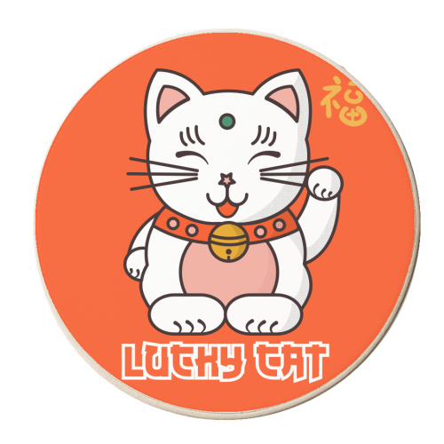 Lucky Cat - personalised beer coaster by Ania Wieclaw