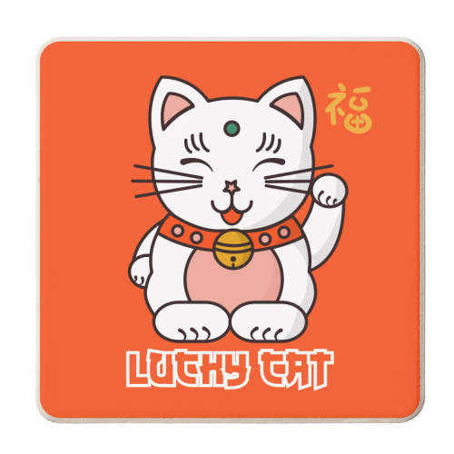 Lucky Cat - personalised beer coaster by Ania Wieclaw