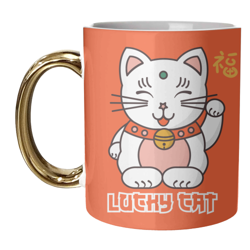 Lucky Cat - unique mug by Ania Wieclaw