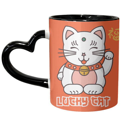 Lucky Cat - unique mug by Ania Wieclaw