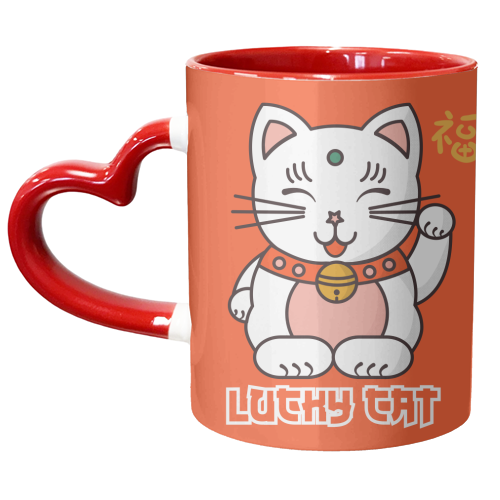 Lucky Cat - unique mug by Ania Wieclaw