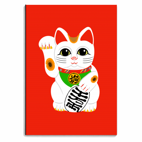 Lucky Chinese Waving Cat ( Red Version ) - personalised A4, A5, A6 notebook by Adam Regester