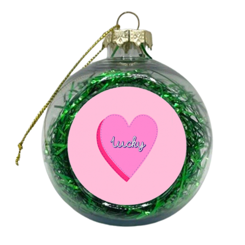 Lucky - Heart - xmas bauble by Hollie Mills