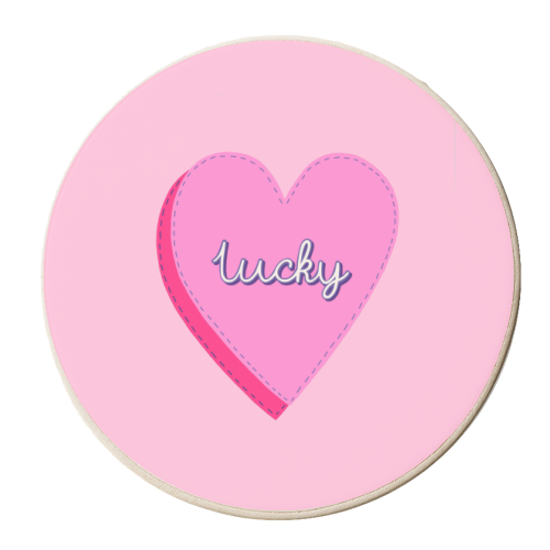 Lucky - Heart - personalised beer coaster by Hollie Mills