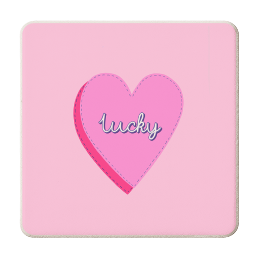 Lucky - Heart - personalised beer coaster by Hollie Mills