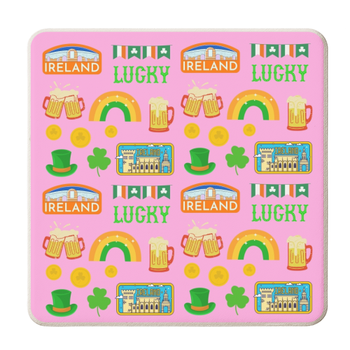 Lucky Irish Pattern - personalised beer coaster by Lilly Rose