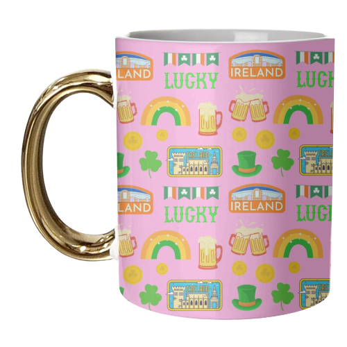 Lucky Irish Pattern - unique mug by Lilly Rose