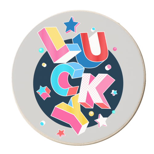 LUCKY - personalised beer coaster by Ania Wieclaw