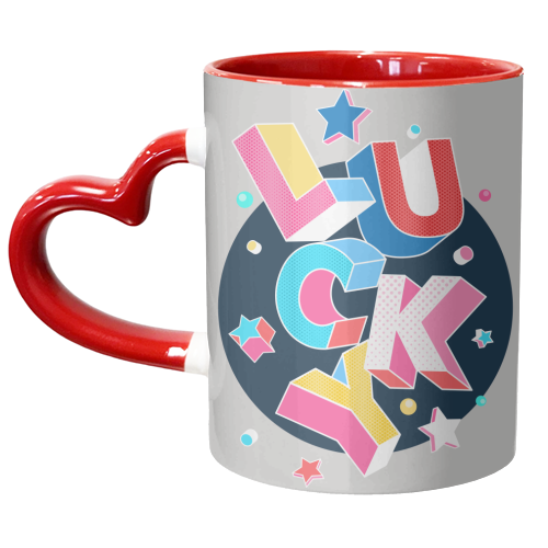 LUCKY - unique mug by Ania Wieclaw