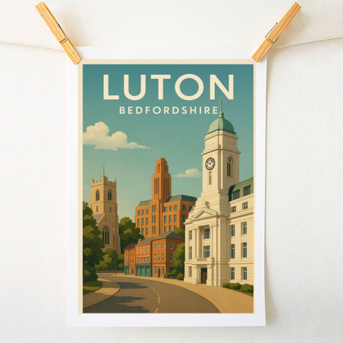 Luton Bedfordshire - A1 - A4 art print by Ms Doodle
