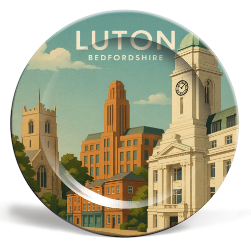 Luton Bedfordshire - ceramic dinner plate by Ms Doodle