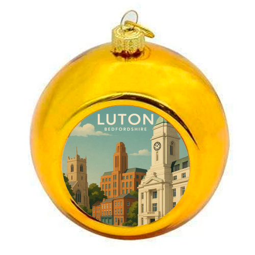 Luton Bedfordshire - colourful christmas bauble by Ms Doodle