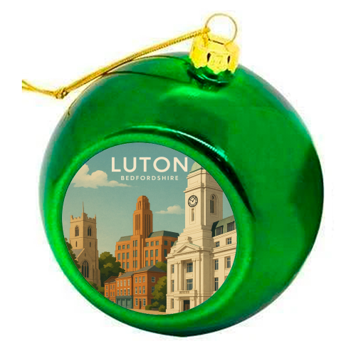 Luton Bedfordshire - colourful christmas bauble by Ms Doodle