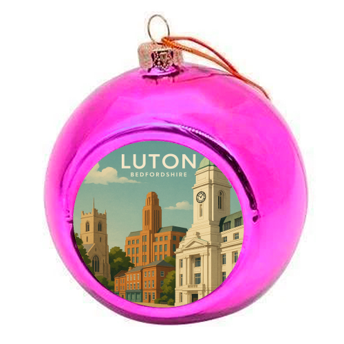 Luton Bedfordshire - colourful christmas bauble by Ms Doodle
