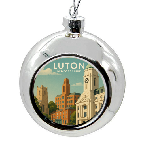 Luton Bedfordshire - colourful christmas bauble by Ms Doodle
