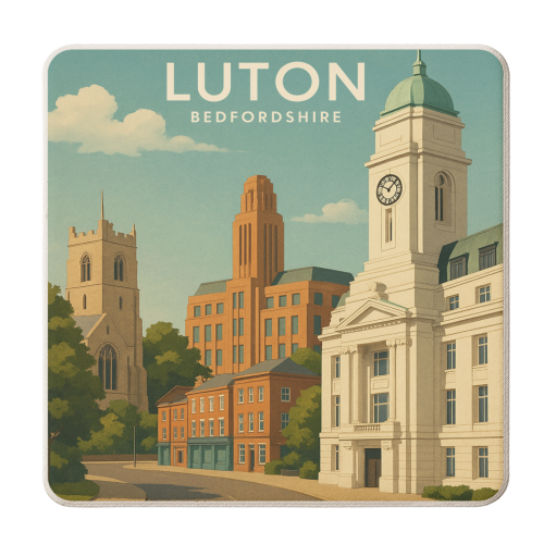 Luton Bedfordshire - personalised beer coaster by Ms Doodle