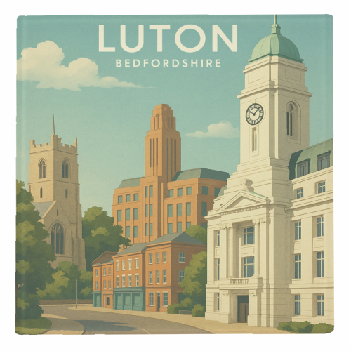 Luton Bedfordshire - personalised beer coaster by Ms Doodle