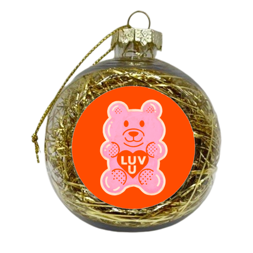 LUV U Pink Bear - xmas bauble by Ania Wieclaw