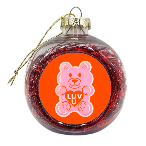 LUV U Pink Bear - xmas bauble by Ania Wieclaw
