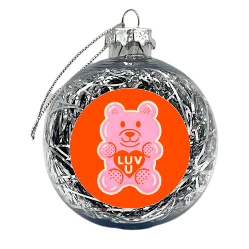 LUV U Pink Bear - xmas bauble by Ania Wieclaw