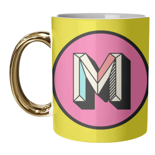 M - Bold Colourful Personalised Block Alphabet Letter Initial - unique mug by AbiGoLucky