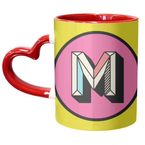 M - Bold Colourful Personalised Block Alphabet Letter Initial - unique mug by AbiGoLucky