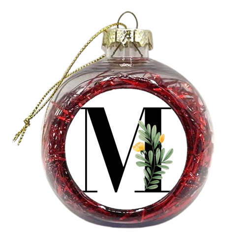 M Floral Letter Initial - xmas bauble by Toni Scott