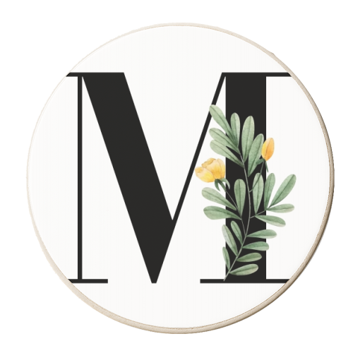 M Floral Letter Initial - personalised beer coaster by Toni Scott