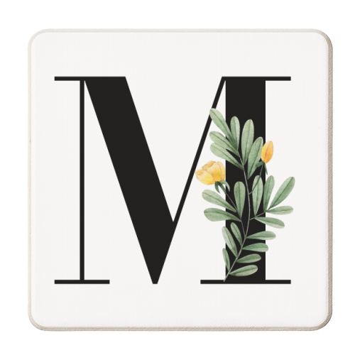 M Floral Letter Initial - personalised beer coaster by Toni Scott