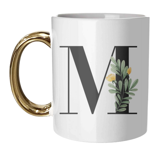 M Floral Letter Initial - unique mug by Toni Scott