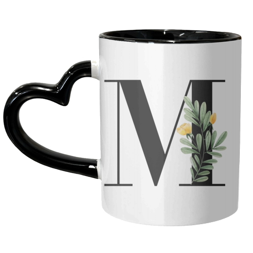 M Floral Letter Initial - unique mug by Toni Scott