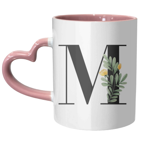 M Floral Letter Initial - unique mug by Toni Scott