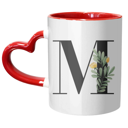M Floral Letter Initial - unique mug by Toni Scott
