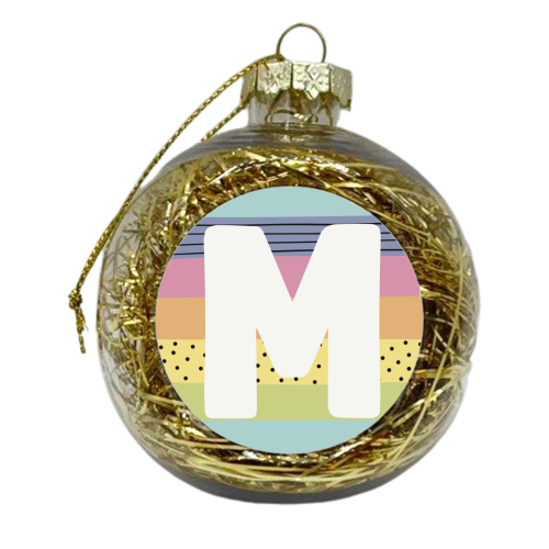 M - personalised letter gift rainbow - xmas bauble by Giddy Kipper