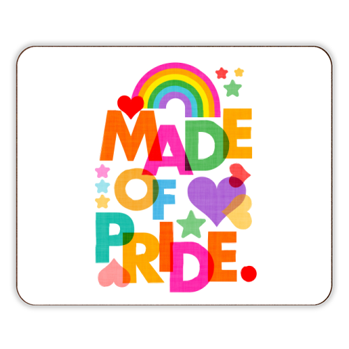 Made of Pride with with Rainbow, Hearts and Stars - designer placemat by Dominique Vari