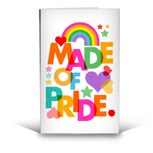 Made of Pride with with Rainbow, Hearts and Stars - funny greeting card by Dominique Vari