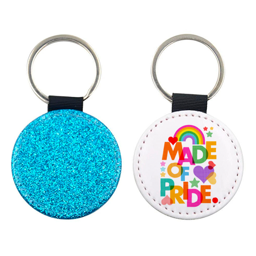 Made of Pride with with Rainbow, Hearts and Stars - keyring by Dominique Vari