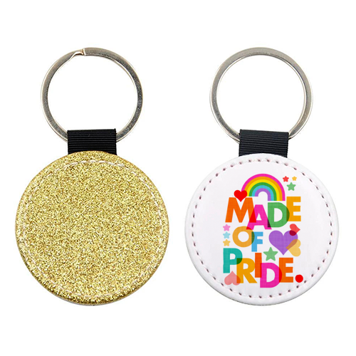 Made of Pride with with Rainbow, Hearts and Stars - keyring by Dominique Vari